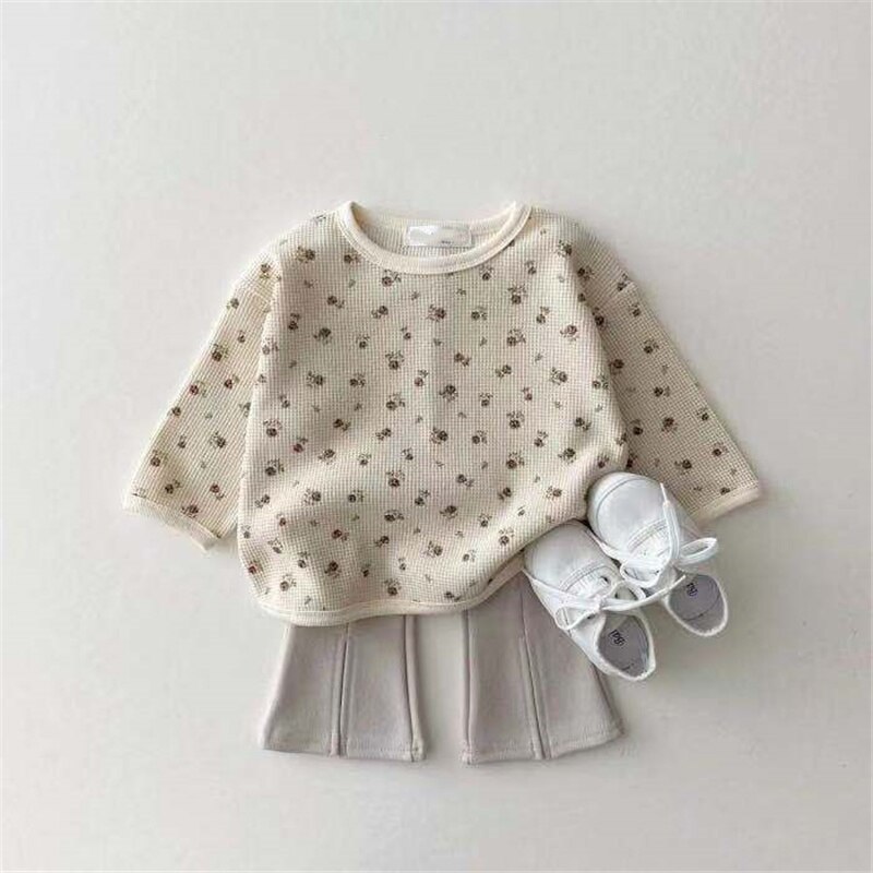 Lente Peuter Baby Meisjes T-shirts Leuke Bloemen Lange Mouwen Casual Tops Katoen Baby Meisjes Kleding Outfits 0-3Y