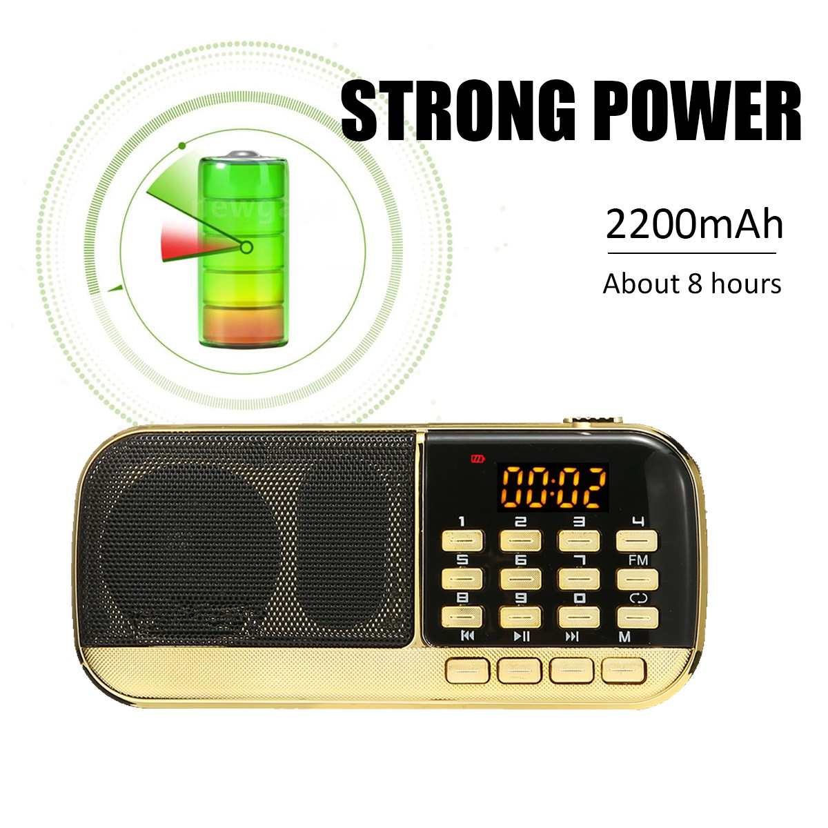 5V 3W Mini Portable FM Radio Handheld Digital USB TF Card Earphone Port MP3 Player Rechargeable Music Speaker for Birthday