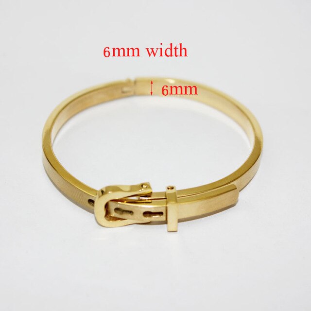 Riem Gesp Armband Femme 4 Kleuren Rvs Punk Verstelbare Manchet Armbanden Bangles Lady Sieraden: 6 mm gold