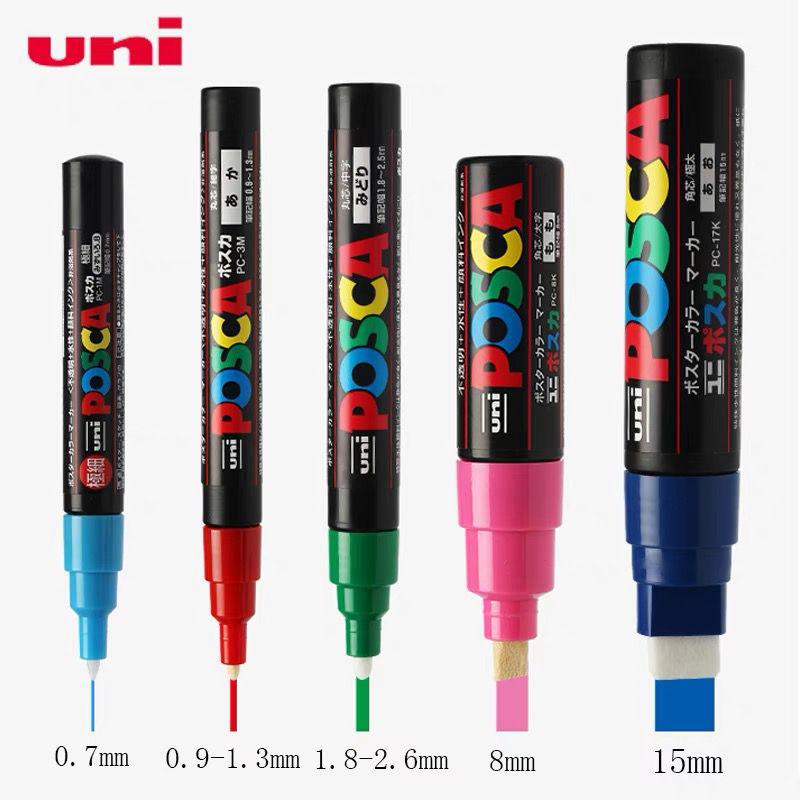 Uni Posca-rotuladores de arte, rotuladores de arte a base de agua, 5 uds., PC-1M/3M/5M/8K/17K