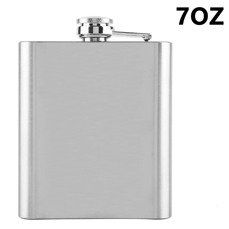 7oz 8oz bærbar hoftekolbe i rustfritt stål flagon whisky vingryte lærdeksel flaske trakt reise tur drinkware vinkopp: naken hoftekolbe b