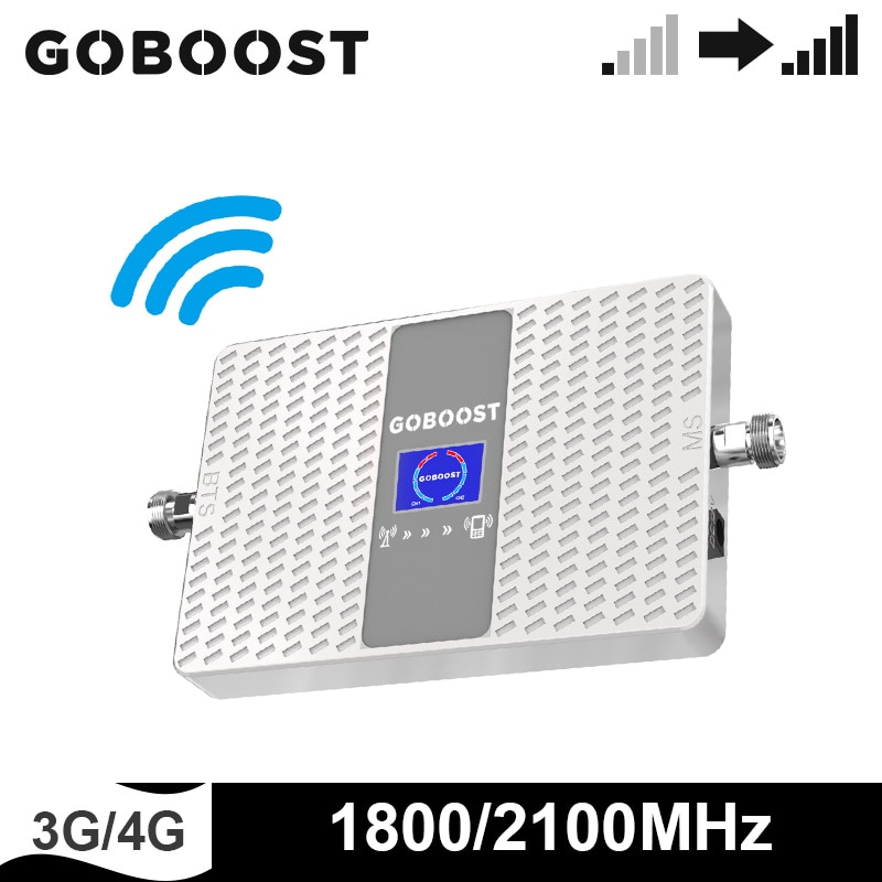 GOBOOST Dual Band 1800MHz 2100MHz 2G 3G 4G Cell Phone Signal Booster Mobile Network Signal Reapeater Band1 Band 3 Amplifier