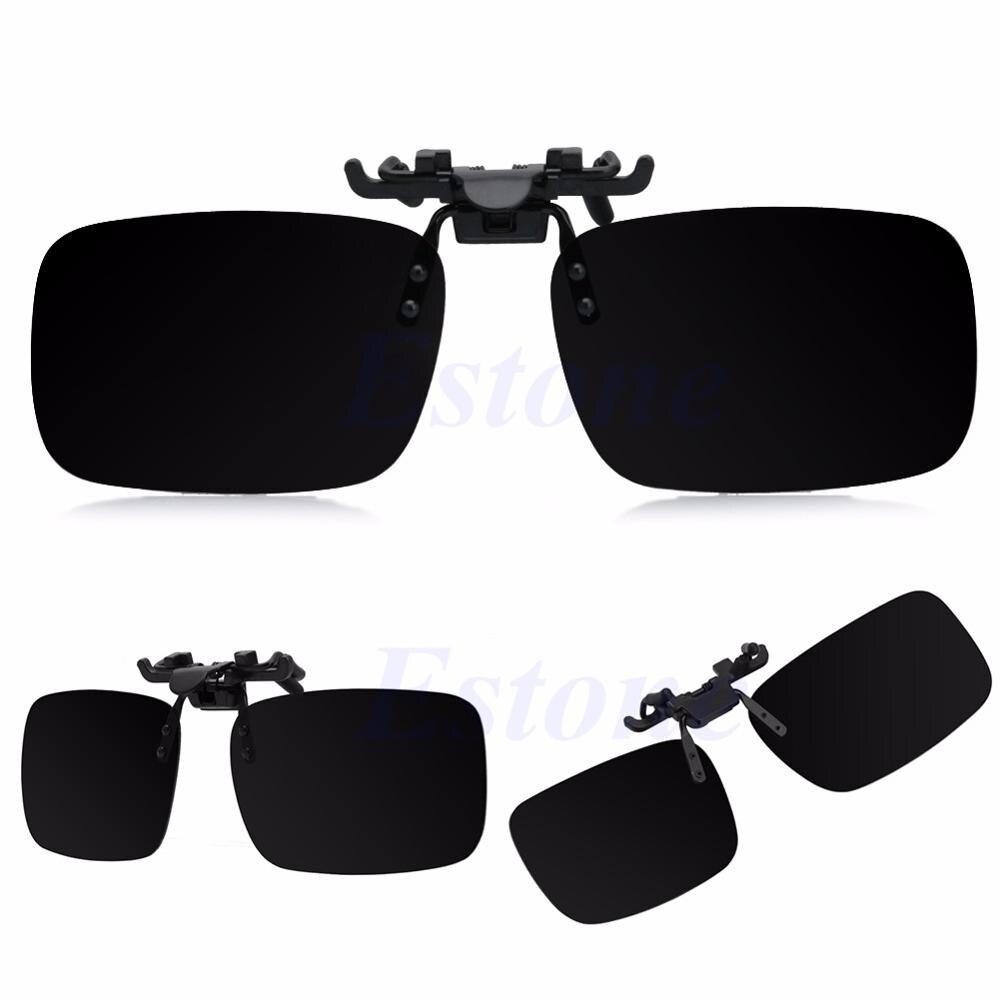 Driving Glasses Polarized Day Night Vision Clip-on Flip-up Lens Sunglasses: Black