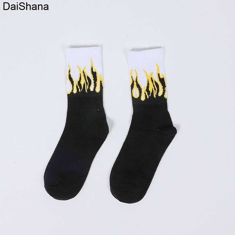 Daishana Unisex Vlam Rood En Wit Vuur Sokken Novelty Hip Hop Harajuku Sokken Skateboard Calceines Mujer Straat Skarpetki Sokken: Black