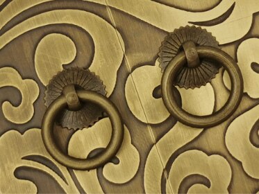 Poignée antique chinoise en cuivre pur, serrure d'armoire, porte de garde-robe, chaussures, poignée antique gravée poignée ronde