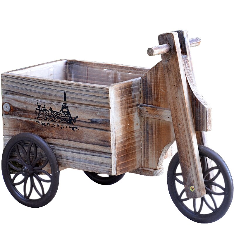 Jahrgang Kleine Handwagen Natürliche Holz Blumenkübel Europäischen Heimat Garten Dekor Rad Wagen Holz Blume Pflanze Topf