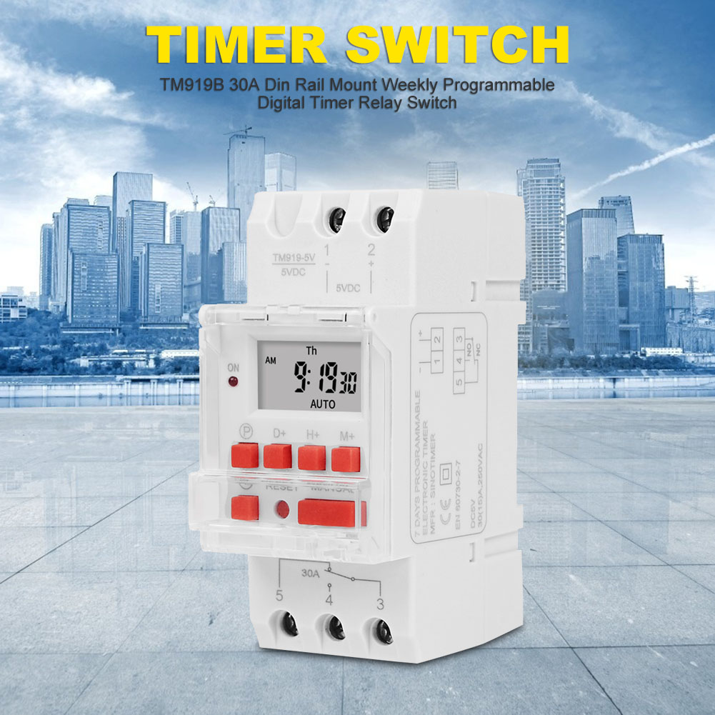 TM919B 30A 6000W Din Rail Mount 7 Dagen Wekelijkse Programmeerbare Digitale Timer Schakelaar Controle Automatische Elektronische Tijdrelais Controll