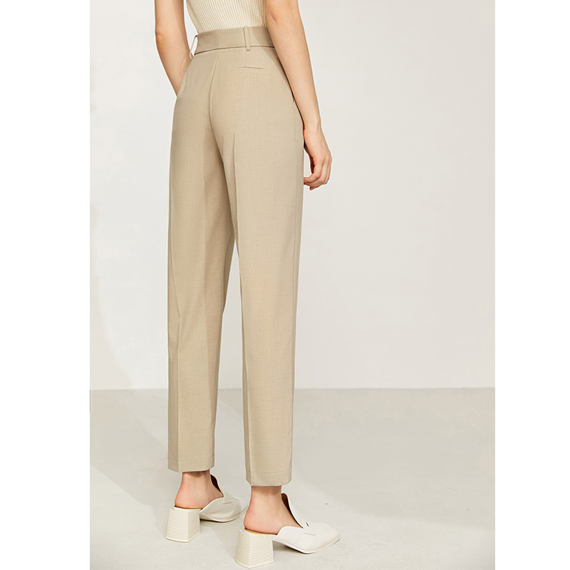 Amii-Conjunto de dos piezas minimalista de oficina para mujer, chaqueta, abrigo, pantalones de cintura alta, traje femenino, 12160022: khaki pants / L