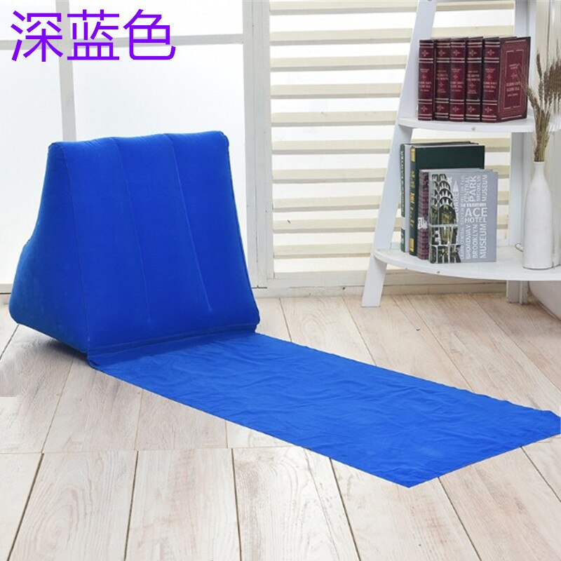 draussen Reise Aufblasbare Strand Liege matt Mit Weichen Dreieck Kissen PVC Beflockung Tragbare Einzigen Camping matt Gras Kissen: Blau