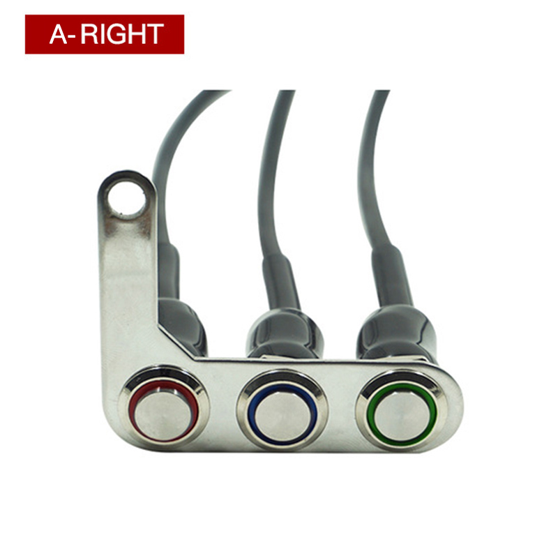 Interrupteur étanche à 3 boutons pour guidon de moto, interrupteur marche-arrêt, interrupteur étanche pour phare, klaxon et clignotant, LED: A-RIGHT