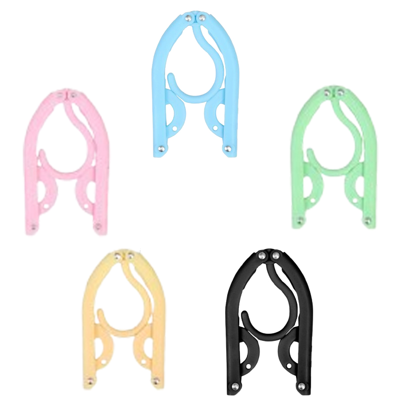 5/10 stücke Tragbare Reise Kleiderbügel Kunststoff Falten Faltbare Kleiderbügel Kleidung Trocknen Rack Reise Zubehör für Koffer Hotel: Licht Grün