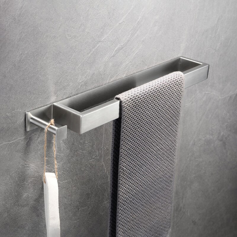 Rvs Handdoekhouder Wall Mounted Handdoek Opbergrek Punch Gratis Handdoeken Rack Duurzaam Badkamer Plank Badkamer Accessoires