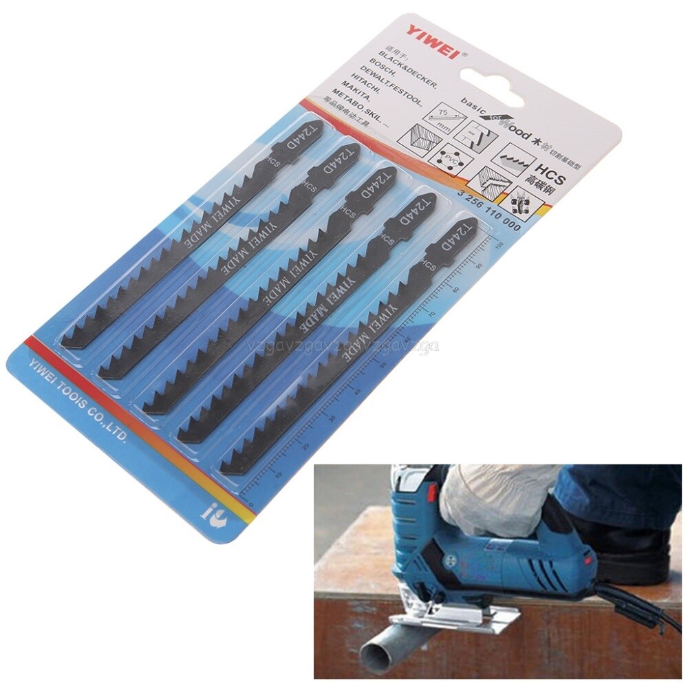 5Pcs Hacksaw Jig Saw Blade Set Cutting Tools For Wood Sheet Panels Alloy Steel J16 19