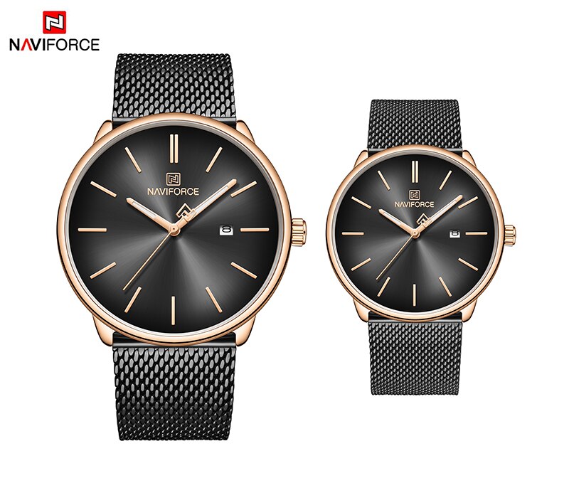 NAVIFORCE Couple montre hommes montre Simple de luxe Quartz montre-bracelet femmes horloge pour mâle femelle étanche amoureux mince montre: RGB MEN and WOMEN