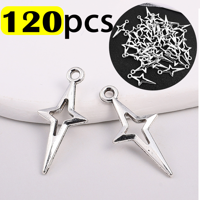 Dijes estrella DIY colgantes Metal pentagrama Vintage plata bronce joyería accesorios para pulsera collar artesanía hecha a mano: Color amarillo dorado claro