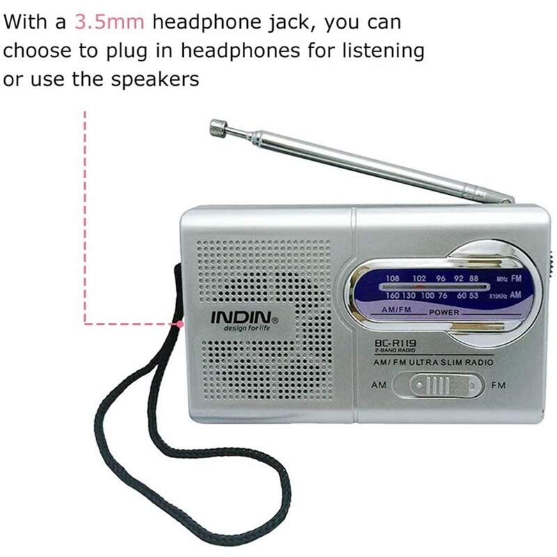 Radio Receiver Outdoor Portable AM/FM Radio Antenna Telescopic Receiver Antenna 3V Multifunction Old People Radio