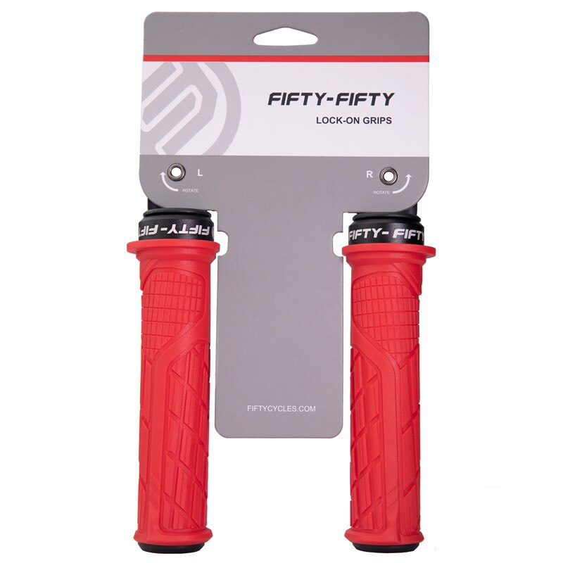 FIFTY-FIFTY MTB Bicycle Grips Custom Rubber Compound Single lock Handlebar Grips Shock-absorbing Soft Bike Grips: Red