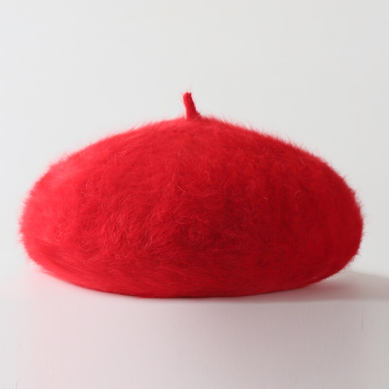 Høst vinter kanin pels beret lue for kvinner jenter solid varm baret fransk lue utendørs reise beret maler lue dame cap