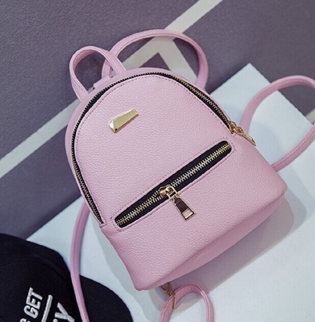 femmes sacs à dos en cuir Mini sac de voyage pochette étui sac à dos sacs à main sac d'école organisateur de voyage conteneur: Rose