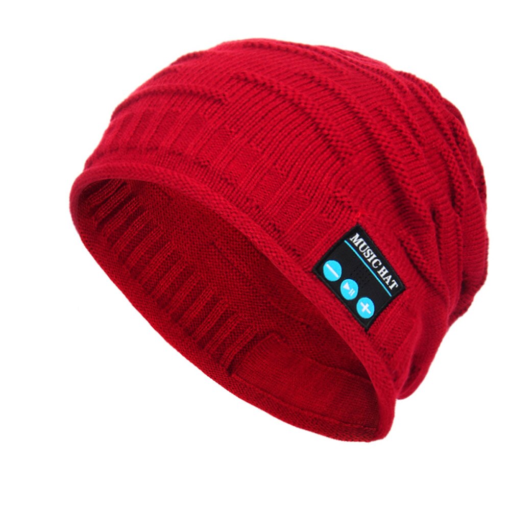 Bluetooth musik strik beanie hat trådløs smart varm cap headset højttaler med mikrofon  hb88: Rød