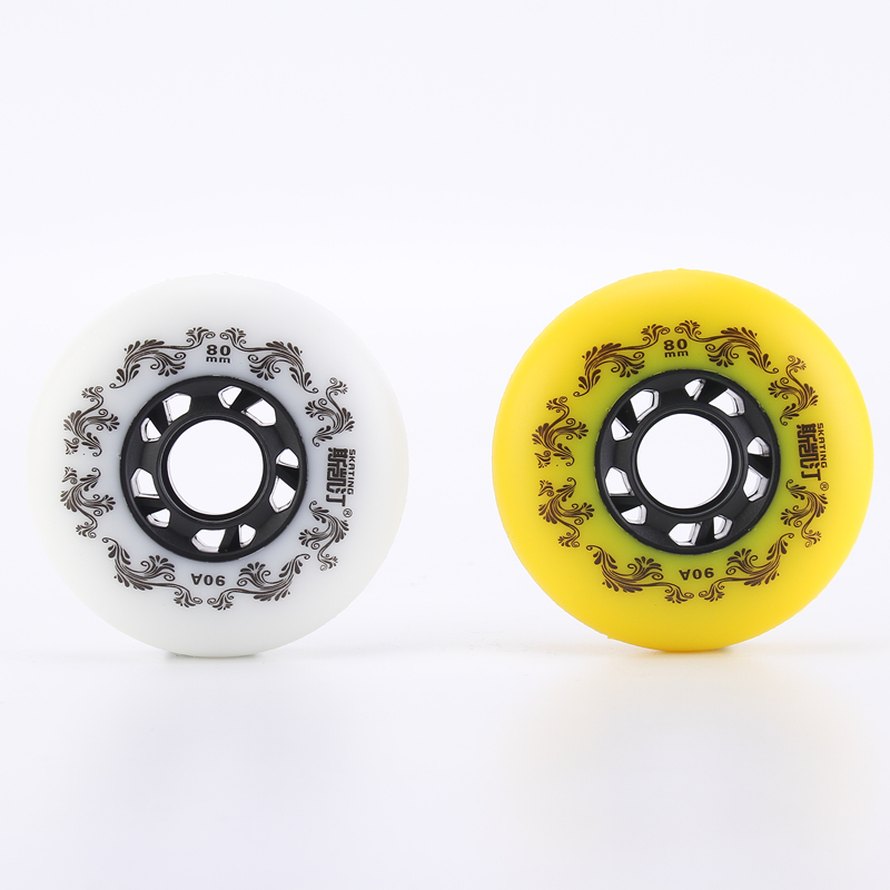 Ruedas para patines en línea, color blanco/amarillo, 90A, neumático duradero de estilo libre, 72mm, 76mm, 80mm, patín Seba, rueda de hoja de repuesto, 8 Uds.