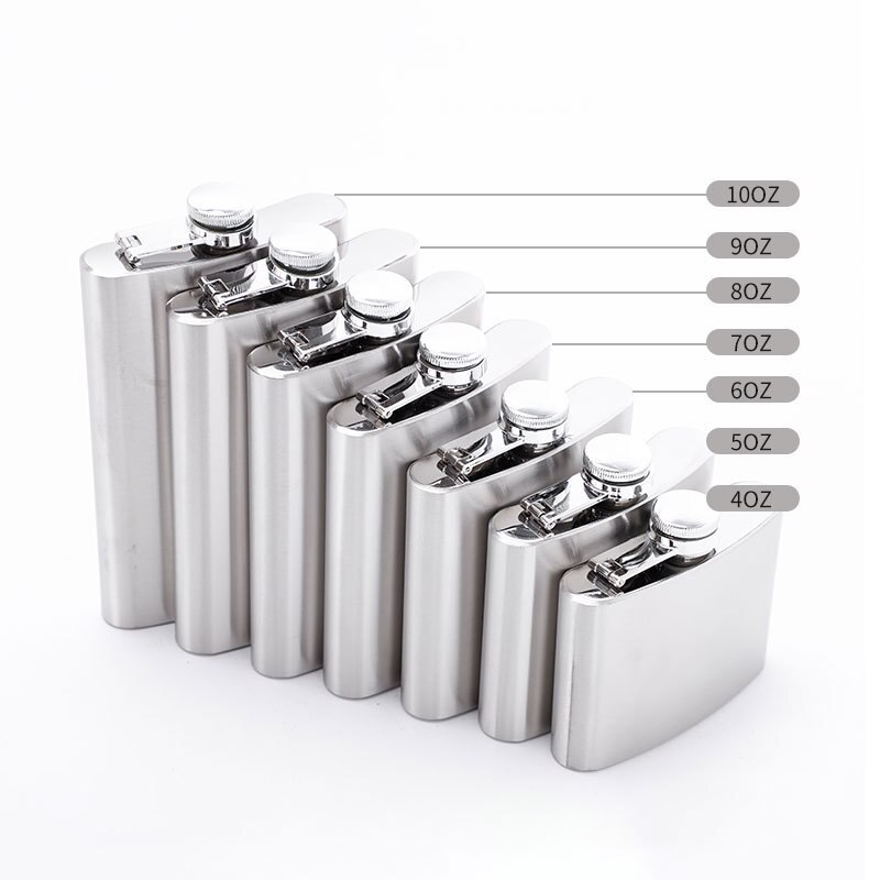 Stainless Steel Hip Flask 4-10 Oz Wine Bottle Portable Hip Flask with Funnel Pocket Alcohol Whiskey Hip Flask Screw Cap