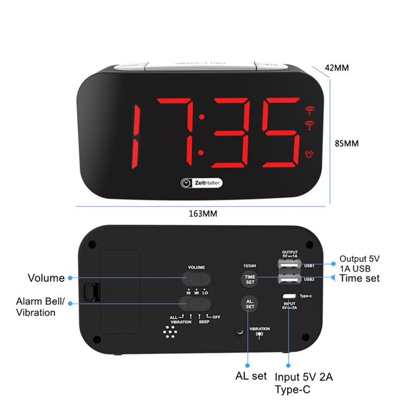 Extra Loud Alarm Clock with Bed Shaker, Vibrating Alarm Clock for Hearing Impaired, Heavy Sleeper, Alarm Clock Large Display