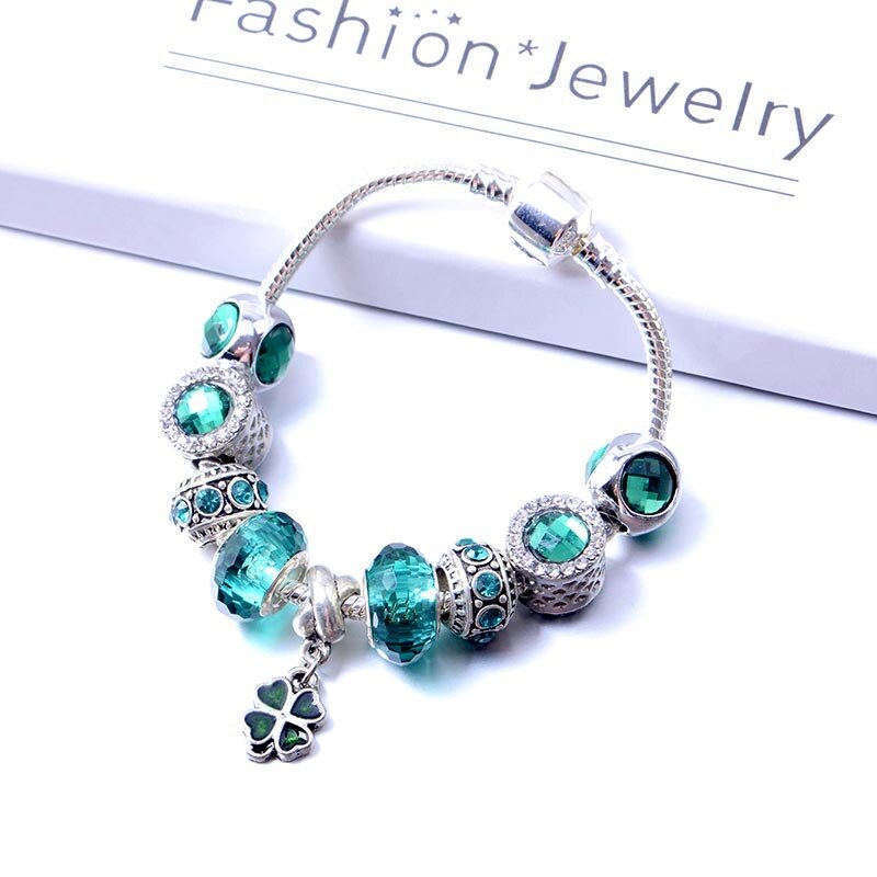 Charm armbånd kløver & glasperle smykker armbånd & armbånd berloque pulsera