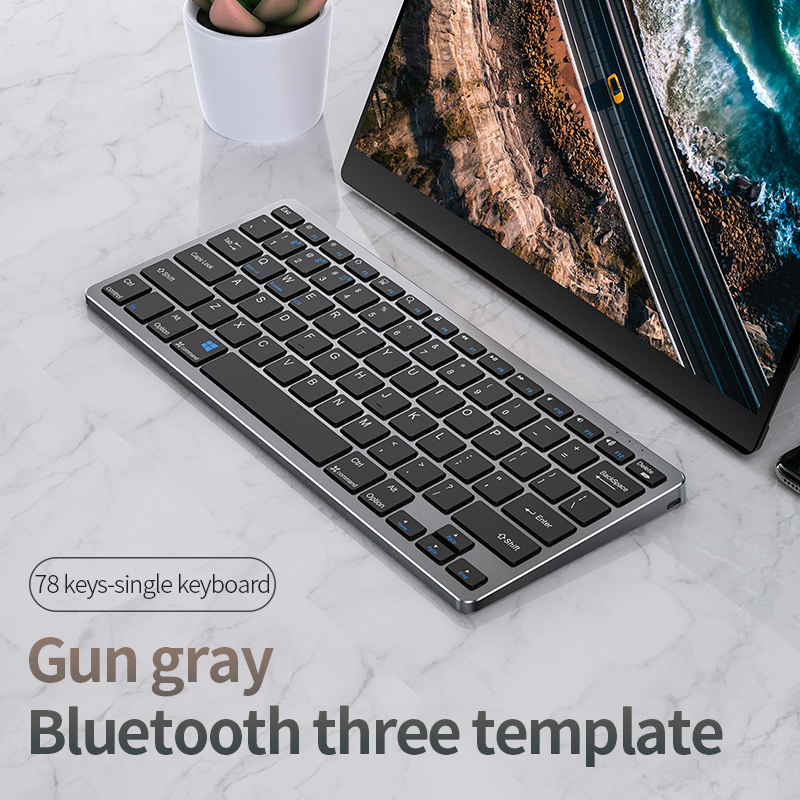 Keyboard and Mouse Set Bluetooth-compatible Slim Rechargeable USB Keyboard Mouse Combo for iPad Mac Android PC Laptop All-in-one: 78 Keys black