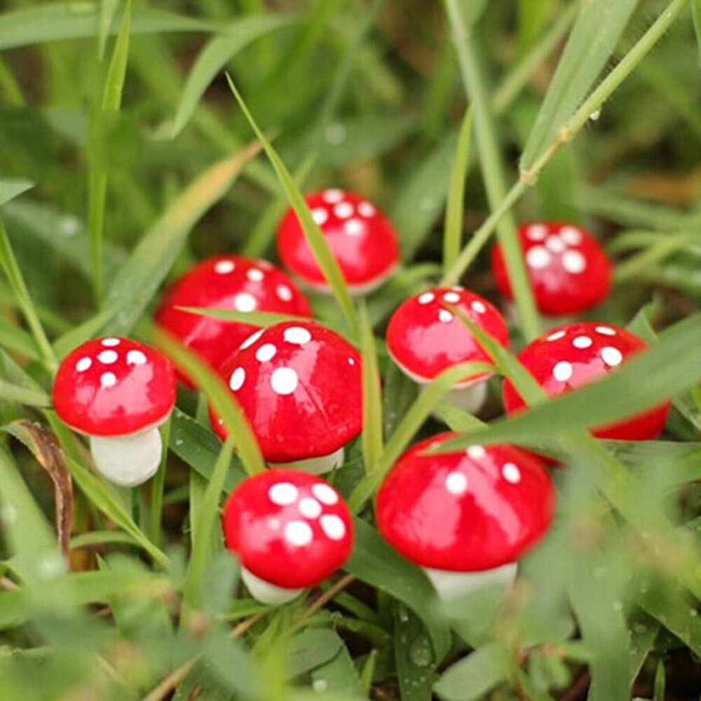 25 #50 Pc Mini Rode Paddestoel Tuin Gestippelde Kleine Ingemaakte Diy Speelgoed Huis Landschap Bonsai Plant Tuin Creatieve Grappige decoratie