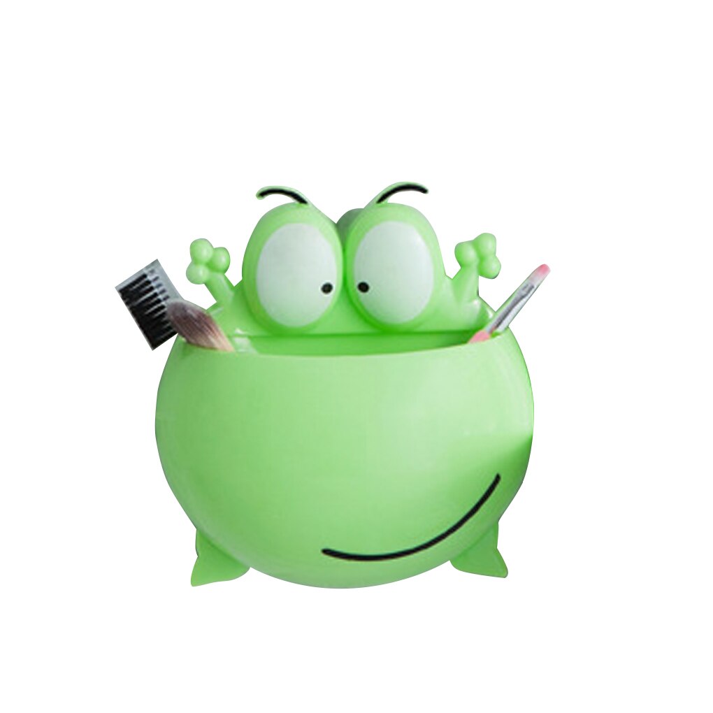 Bathroom Toothbrush Holder Cartoon frog Toothpaste Storage Rack Wall Mount Suction Cup Hook Shower Holder Bathroom Accessories