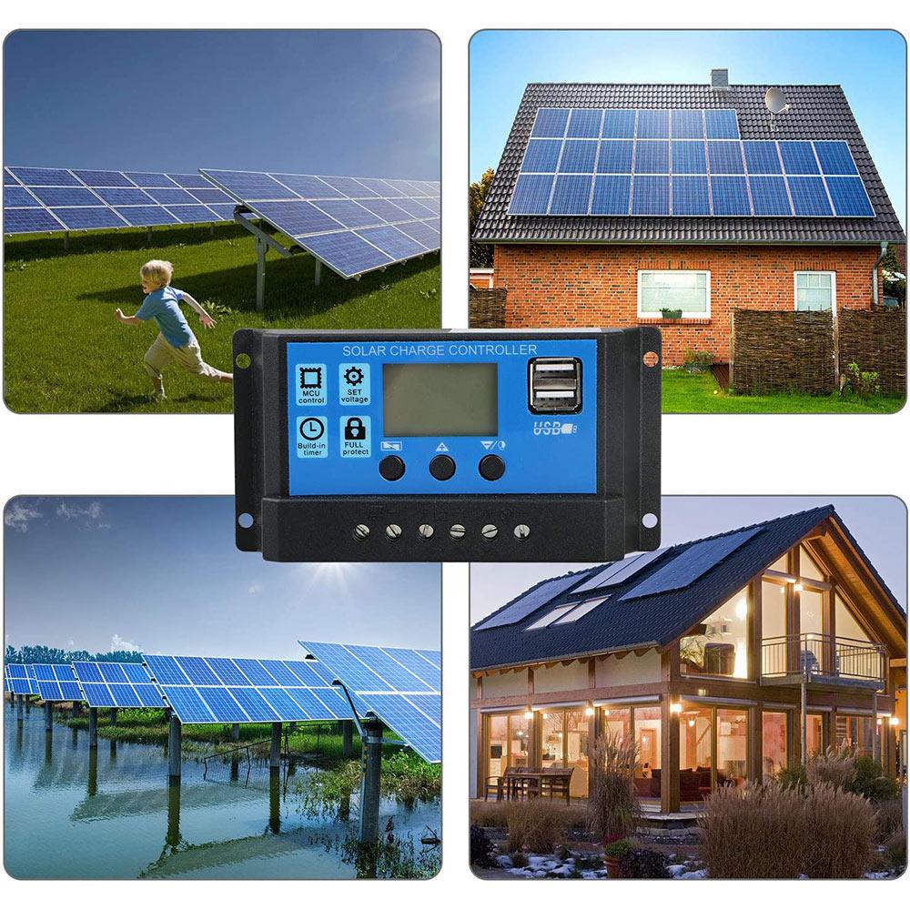 12/24V Dual Usb Solar Laadregelaar Boot Pwm Lcd Home Solar Controller 5V/1.2A