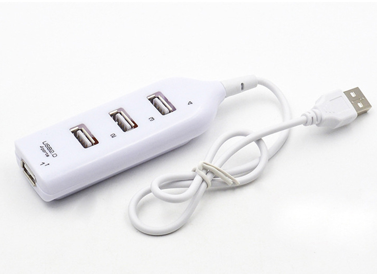Mini Hub USB 2.0 multi-usb haute vitesse, adaptateur Hub à 4 ports pour PC portable, récepteur, accessoires d'ordinateur: White