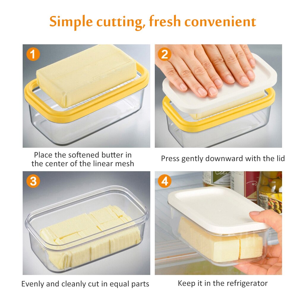 Smør opbevaringsboks beholder gennemsigtig ostepasser bakke med skærer skiver låg smør fad boks hjem køkken assosiering