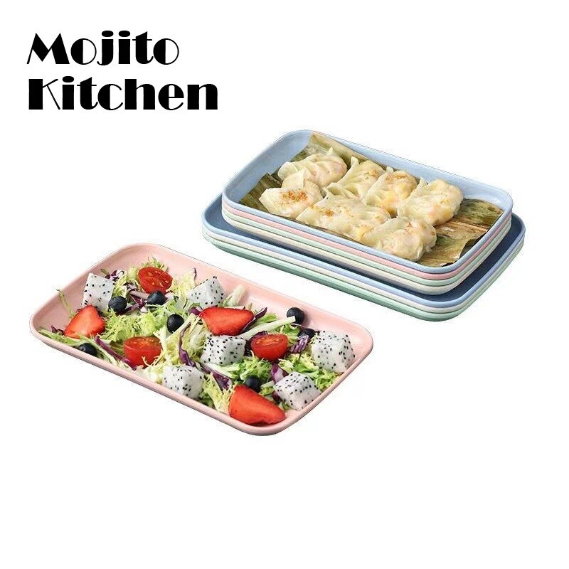 Plato Rectangular de paja de trigo para postre, Sushi, Pasta, cena, vajilla saludable, utensilios de cocina