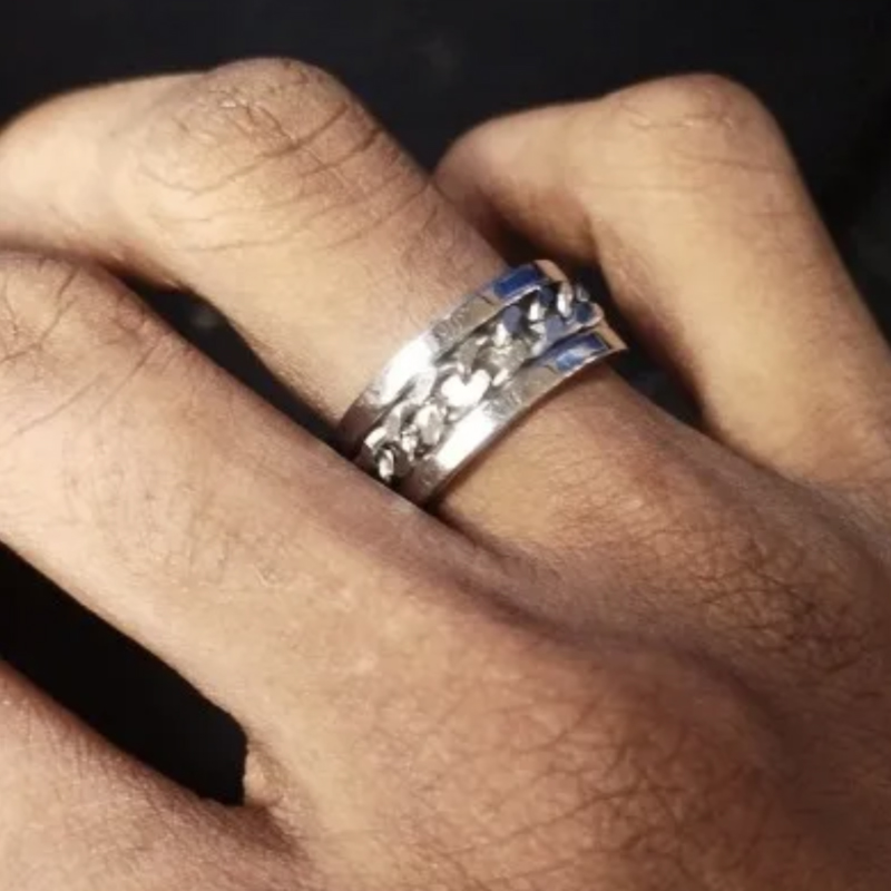 Bague à chaîne rotative en acier inoxydable pour hommes, anneau multifonctionnel à la de 8mm, Fidget Spinner, bijoux de Couple, 2024