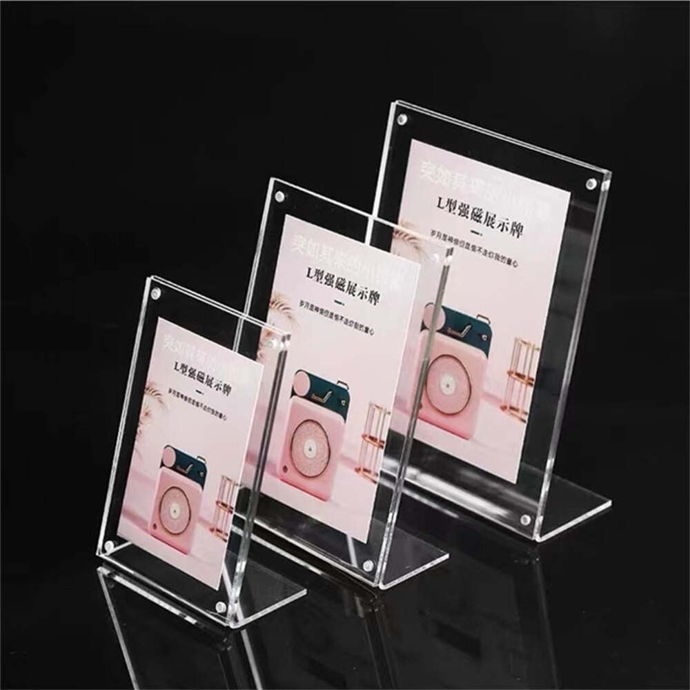 A4 Magnetic Acrylic Sign Holder Display Stand - 8.5 X 11 Inches Ad Frames Table Plastic Brochure Menu Holder
