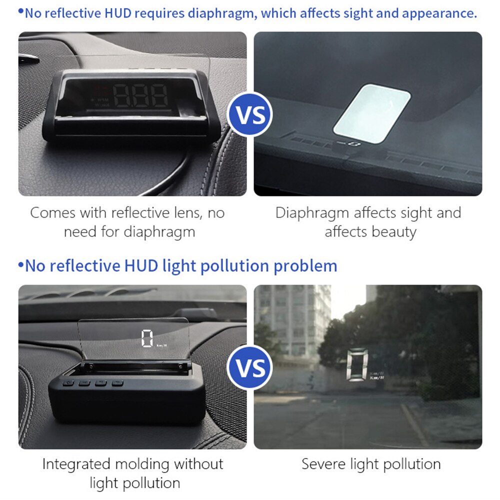 HUD Head up Display HD LED Display Speedometer Car Diagnostic Tool OBDⅡ Fault Elimination Safe Driving Overspeed Fault Alarm