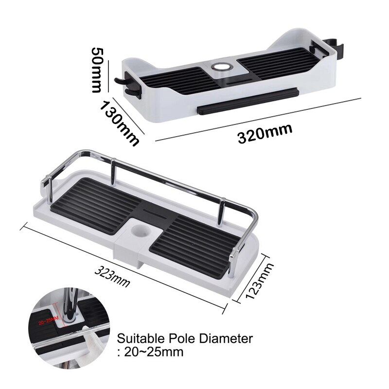 Adjustable Bathroom Pole Shower Shelf Shower Caddy Organizer Shower Head Stand Soap Shampoo Storage Rack Lifting Rod Shower Tray