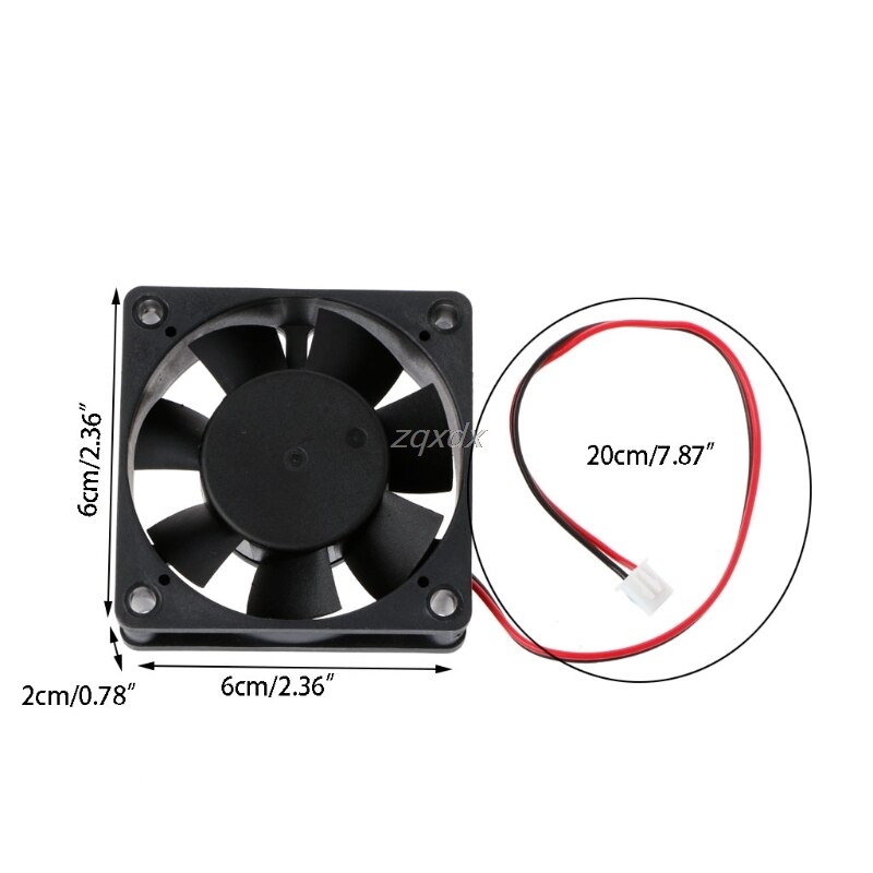 DC 12V 2-Pin Cooler Brushless Axial PC CPU Case Cooling Fan 6020 60mmX60mmX20mm Whosale&amp