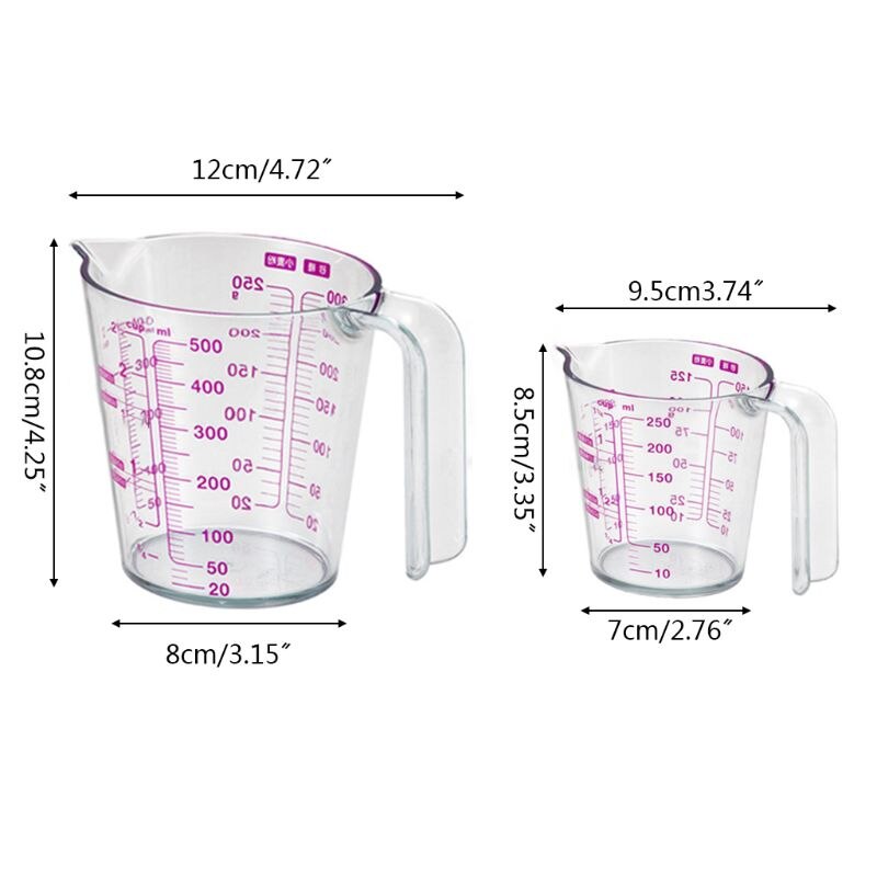 250/500ml Graduated Clear Plastic Measuring Cup for Jug Pour Spout Container