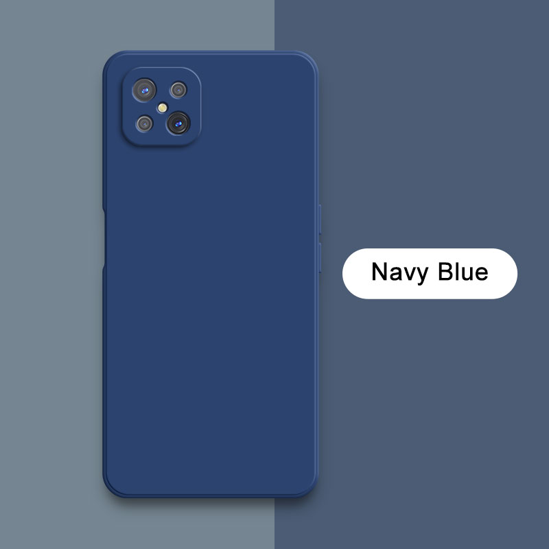 Custodia quadrata in silicone liquido per OPPO A92s Reno4 Reno 4Z Z 5G Fotocamera protettiva 360 Custodia morbida antiurto per telefono Accessori Funda: Neoprene / Grigio scuro