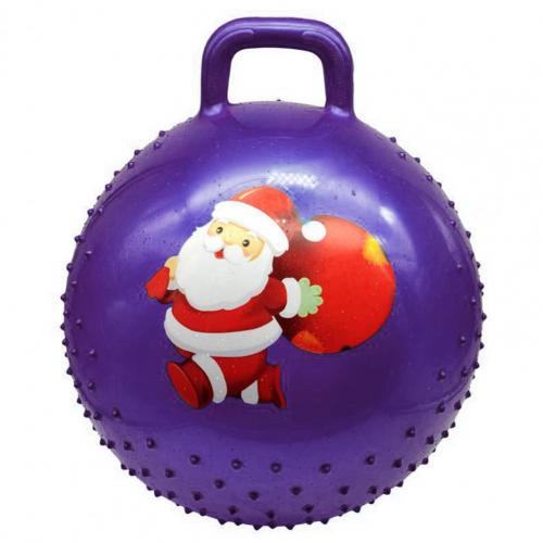 Christmas Theme Yoga Ball Lightweight Handle Yoga Ball Anti-slip Inflatable Bouncy Ball PVC Handle Hopper Ball for Exercise: Purple