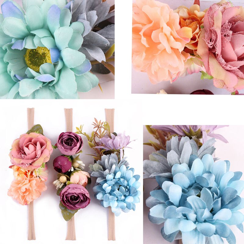 2018 novo 3 pçs bonito meninas do bebê, de renda flor de cabelo, acessórios de bandas de flores, faixas de festa, adereços de fotos presentes