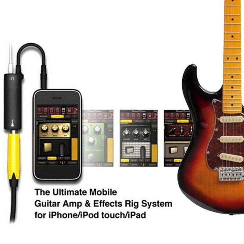 4Pcs Guitar Audio Interface Cable AMP Amplifier Effects Pedal Adapter Tuner System Convertor for iPhone iPad IPod