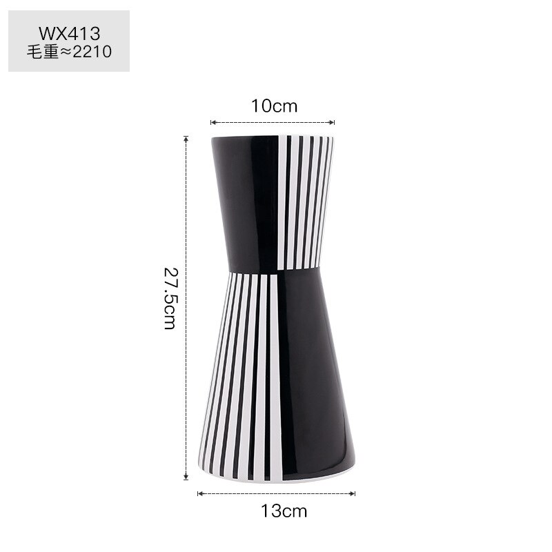 Vase géométrique en céramique noir et blanc, bouteille style scandinave moderne, décoration pour la maison, bureau, salon, de pendaison de crémaillère