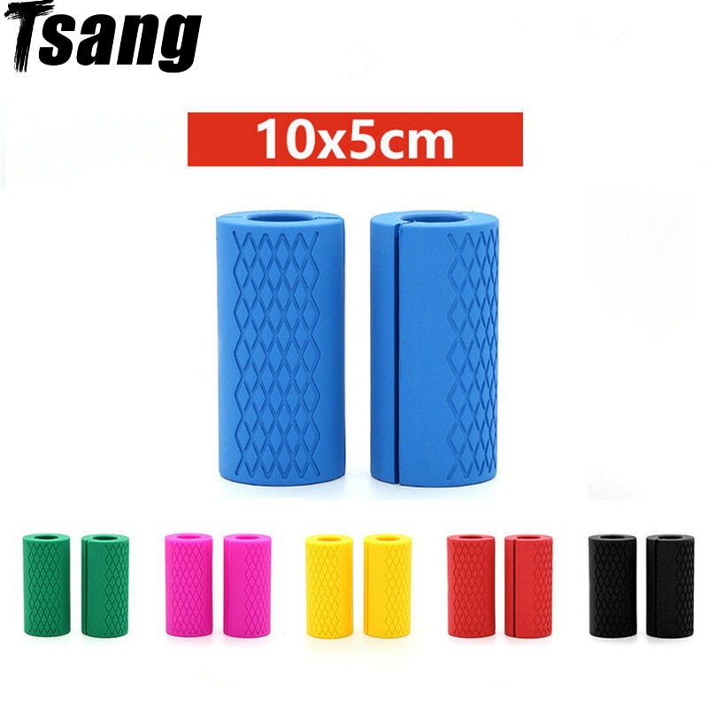Weightlifting Barbell Grip Fitness Thick Dumbbell Bar Handle Pull Up Support Silicon Anti-Slip Protect Pad For Body Building Men