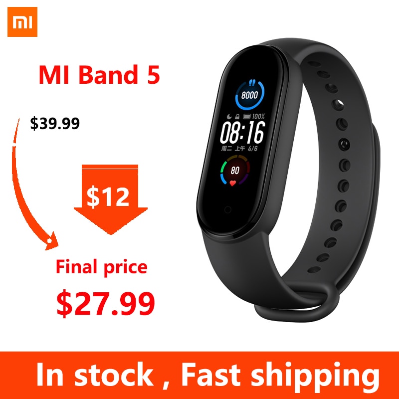 Xiaomi Mi Band 5 Smart Armband 4 Kleur Amoled Screen Miband 5 Smartband Fitness Traker Bluetooth Sport Waterdichte Slimme Band
