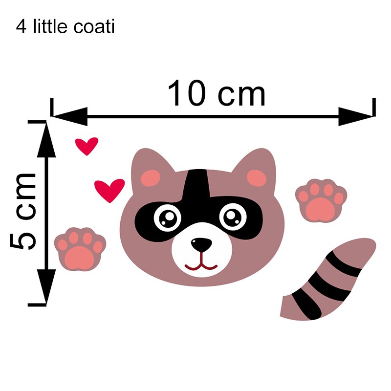 1Pcs Cute Animals Wall Stickers Waterproof Kids Rooms Accessories Wallpaper PVC Removable Home Decor Switch Sticker: 4 little coati