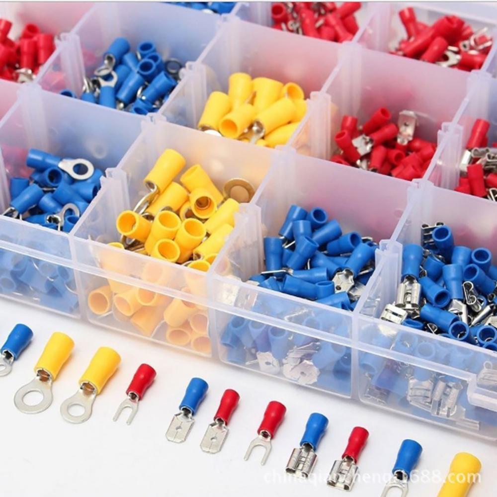 1200PCS Insulated Cable Connector Electrical Wire Assorted Crimp Spade Butt Ring Fork Set Ring Lugs Rolled Terminals Kit
